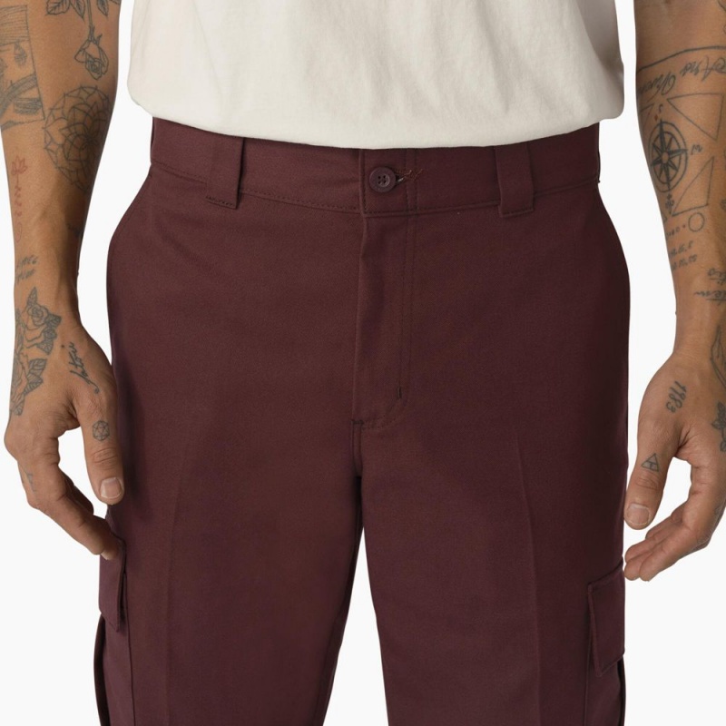 Burgundy Dickies Regular Fit Men's Cargo Pants | 730-HYKOJP