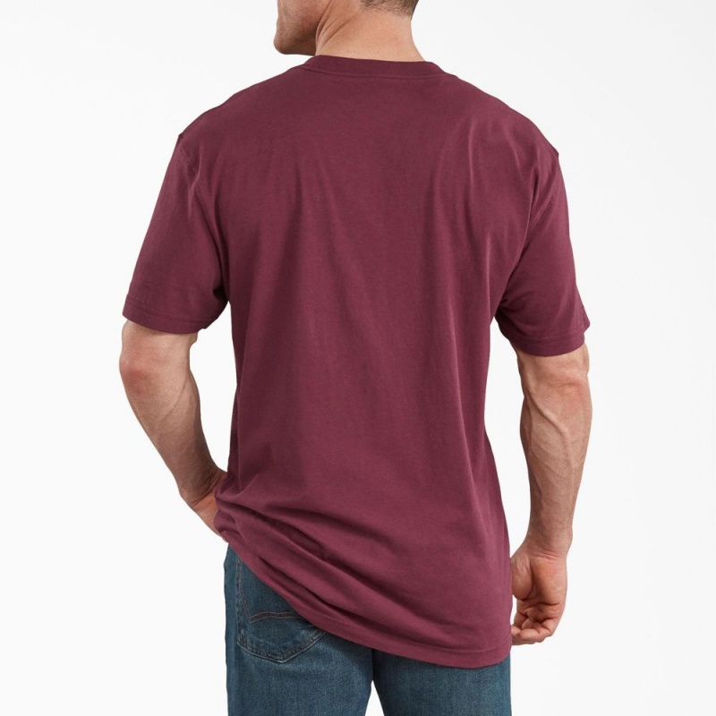 Burgundy Dickies Short Sleeve Relaxed Fit Graphic Men's T-Shirt | 438-VTDGCS