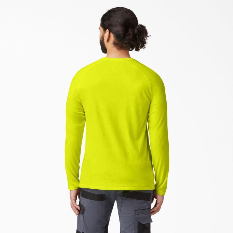 Green Dickies Cooling Long Sleeve Pocket Men's T-Shirt | 156-HQOEGZ