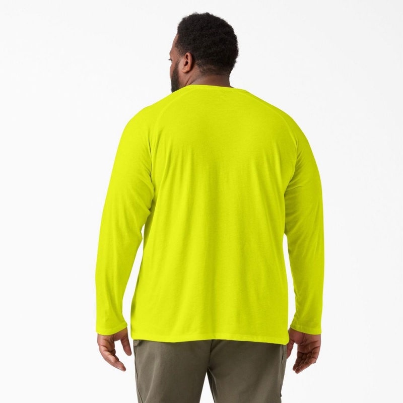 Green Dickies Cooling Long Sleeve Pocket Men's T-Shirt | 156-HQOEGZ