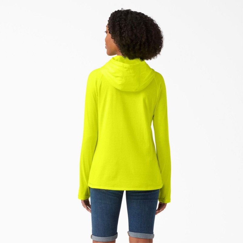 Green Dickies Cooling Performance Sun Women's Hoodie | 628-ZKEUFX