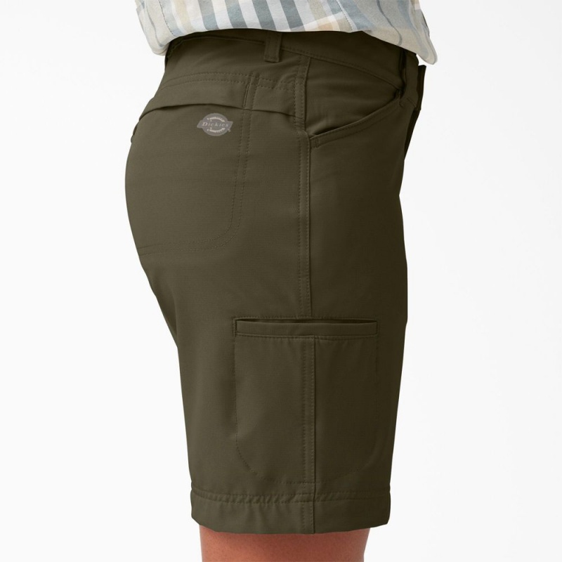 Green Dickies Cooling Relaxed Fit Women's Shorts | 593-VHLXZY