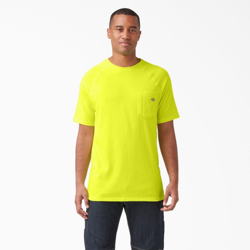 Green Dickies Cooling Short Sleeve Pocket Men\'s T-Shirt | 543-WITCFG