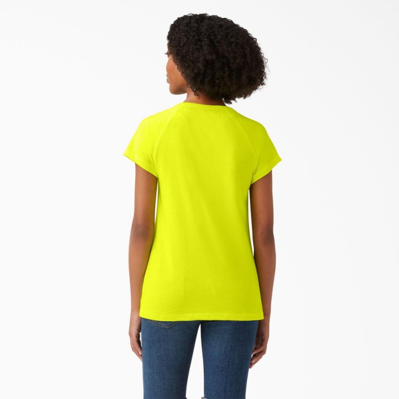 Green Dickies Cooling Short Sleeve Pocket Women's T-Shirt | 651-XMENOZ