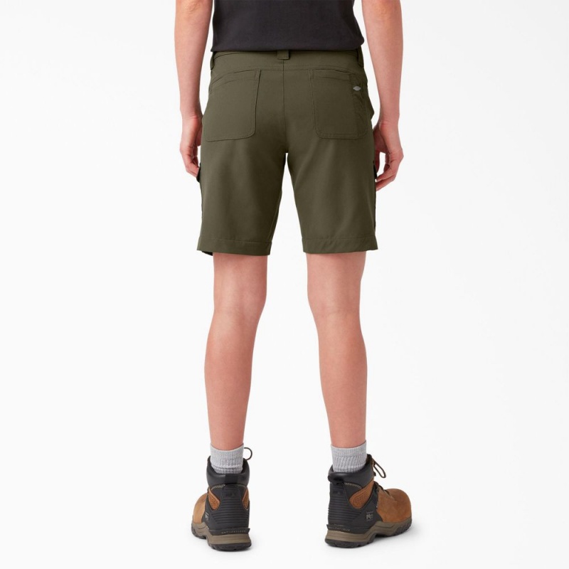 Green Dickies Cooling Slim Fit Cargo Women's Shorts | 932-UXYAPF