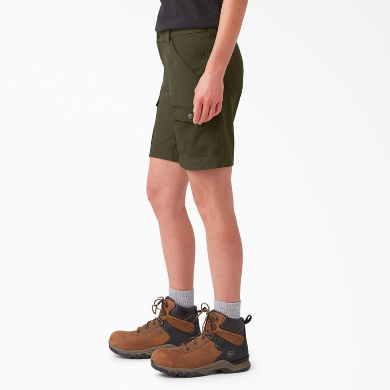 Green Dickies Cooling Slim Fit Cargo Women's Shorts | 932-UXYAPF