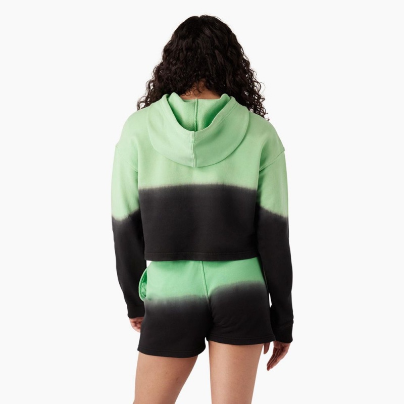 Green Dickies Cropped Ombre Women's Hoodie | 853-AYXNHZ