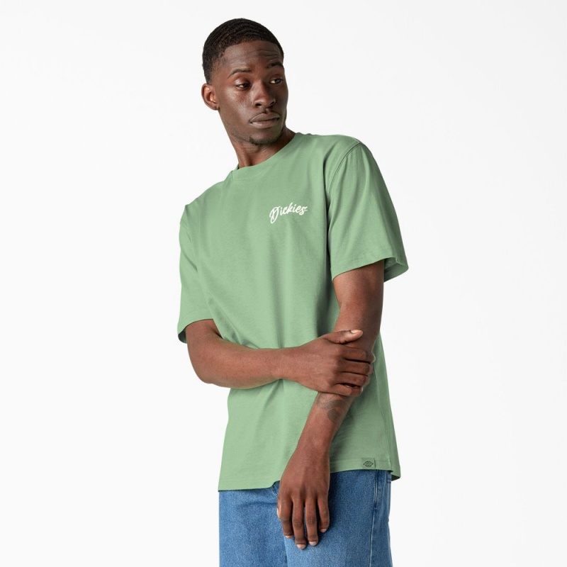 Green Dickies Dighton Graphic Men's T-Shirt | 186-DLYKBQ