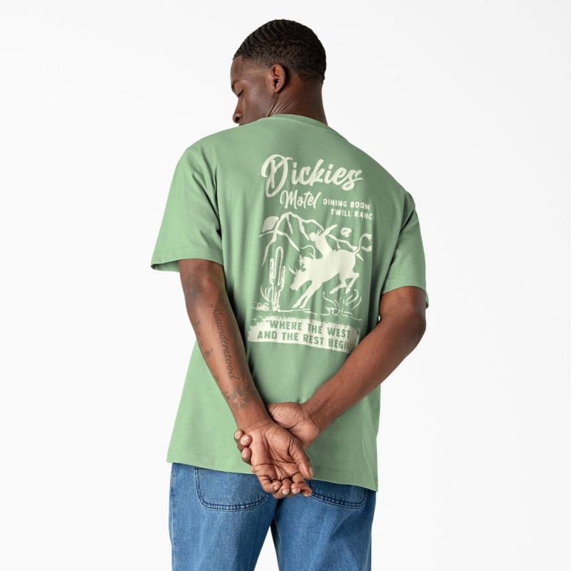 Green Dickies Dighton Graphic Men\'s T-Shirt | 186-DLYKBQ