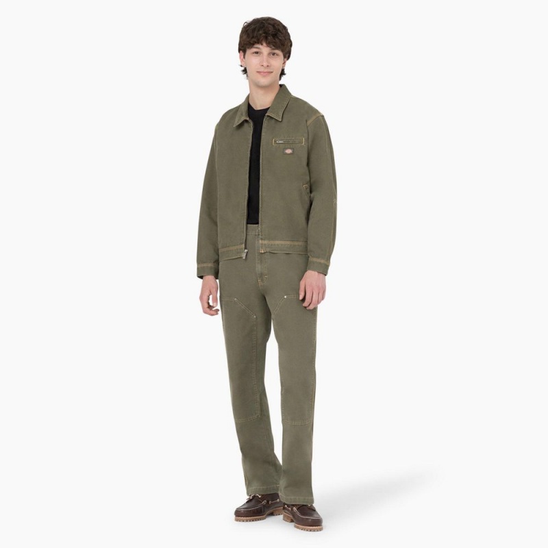 Green Dickies Duck Contrast Stitch Men's Jacket | 867-DBQNIE