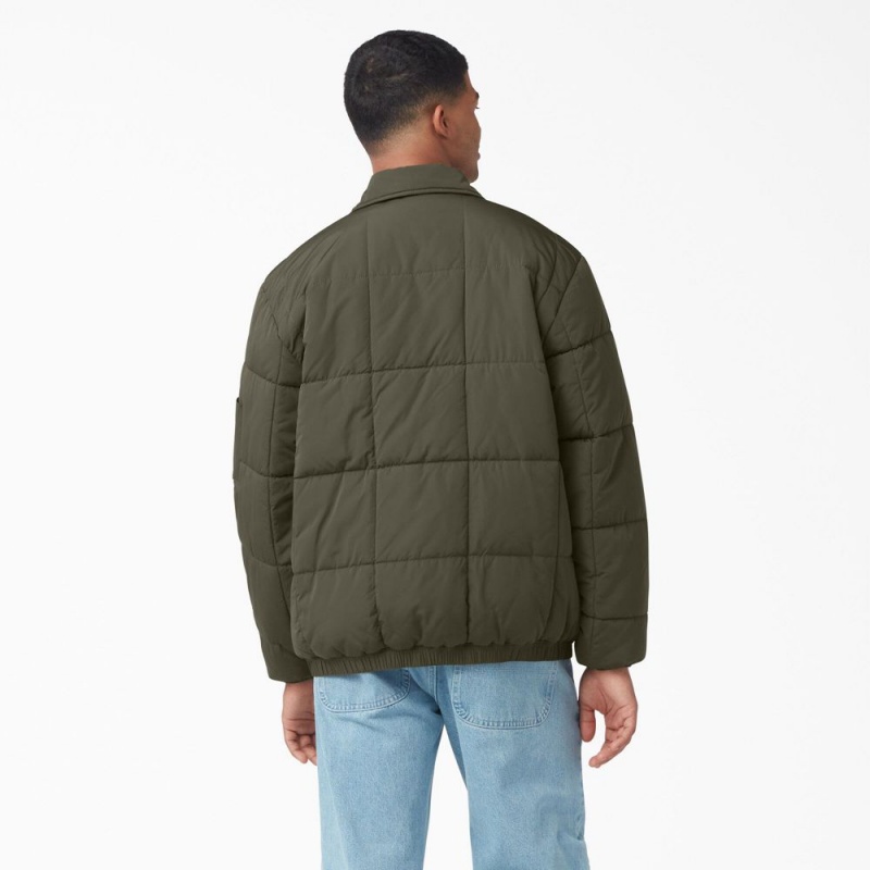 Green Dickies Eisenhower Puffer Men's Jacket | 874-SWTQGH