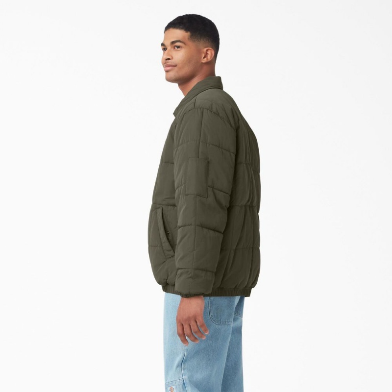 Green Dickies Eisenhower Puffer Men's Jacket | 874-SWTQGH