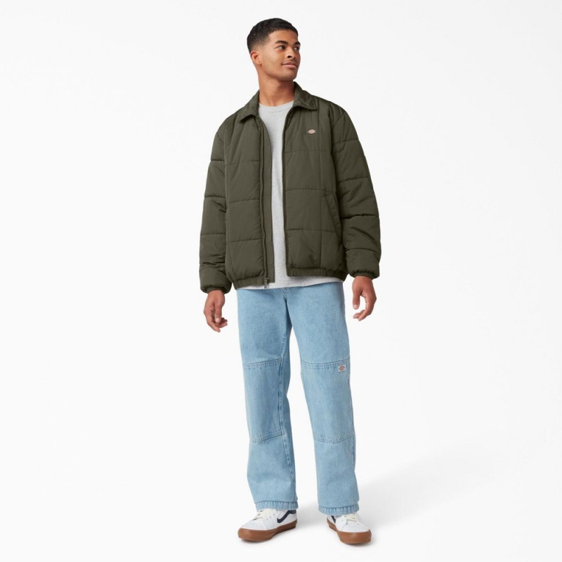 Green Dickies Eisenhower Puffer Men's Jacket | 874-SWTQGH