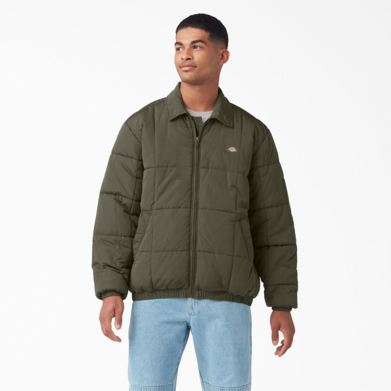 Green Dickies Eisenhower Puffer Men\'s Jacket | 874-SWTQGH