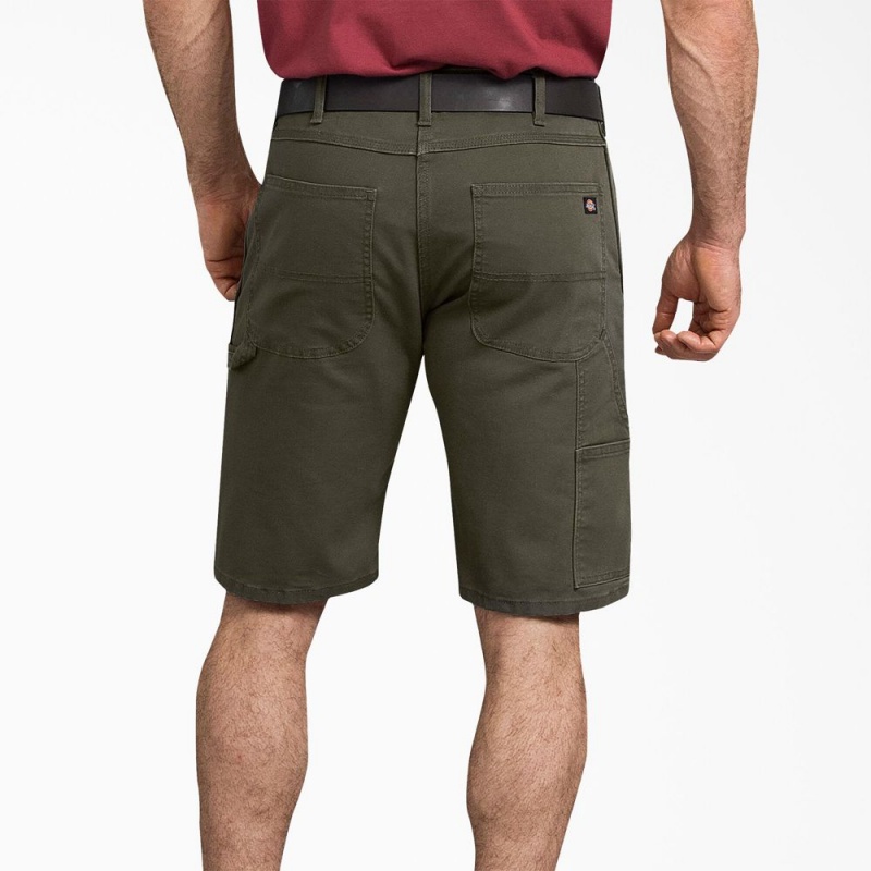 Green Dickies FLEX Regular Fit Duck Carpenter Men's Shorts | 103-WTREDU