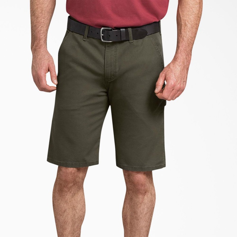 Green Dickies FLEX Regular Fit Duck Carpenter Men\'s Shorts | 103-WTREDU