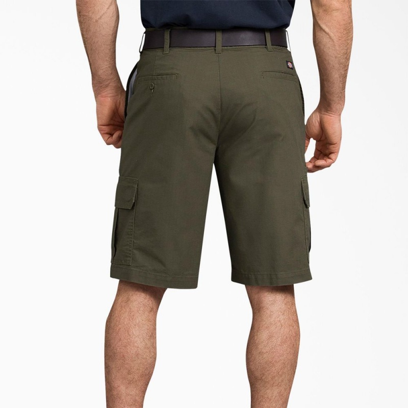 Green Dickies FLEX Regular Fit Ripstop Cargo Men's Shorts | 360-HFWOLK