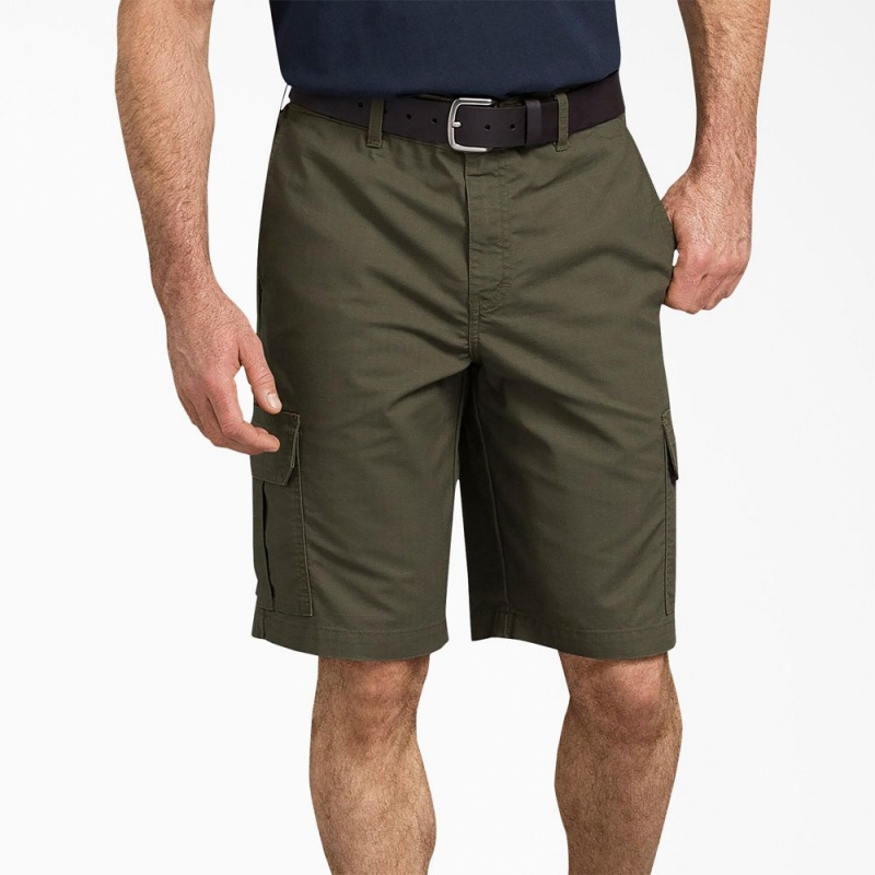 Green Dickies FLEX Regular Fit Ripstop Cargo Men\'s Shorts | 360-HFWOLK