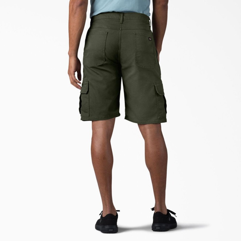 Green Dickies FLEX Relaxed Fit Duck Cargo Men's Shorts | 513-YEAUKG