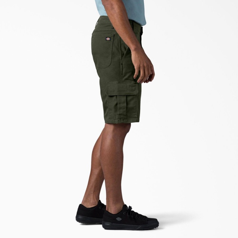 Green Dickies FLEX Relaxed Fit Duck Cargo Men's Shorts | 513-YEAUKG