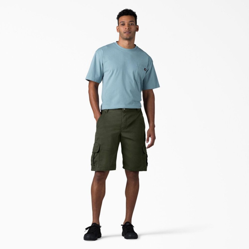 Green Dickies FLEX Relaxed Fit Duck Cargo Men's Shorts | 513-YEAUKG