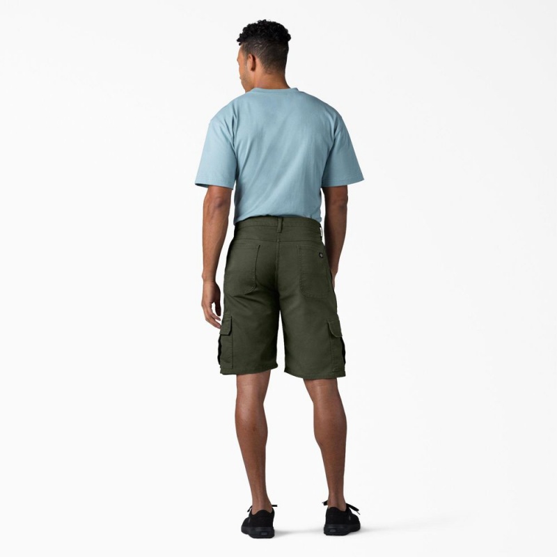 Green Dickies FLEX Relaxed Fit Duck Cargo Men's Shorts | 513-YEAUKG