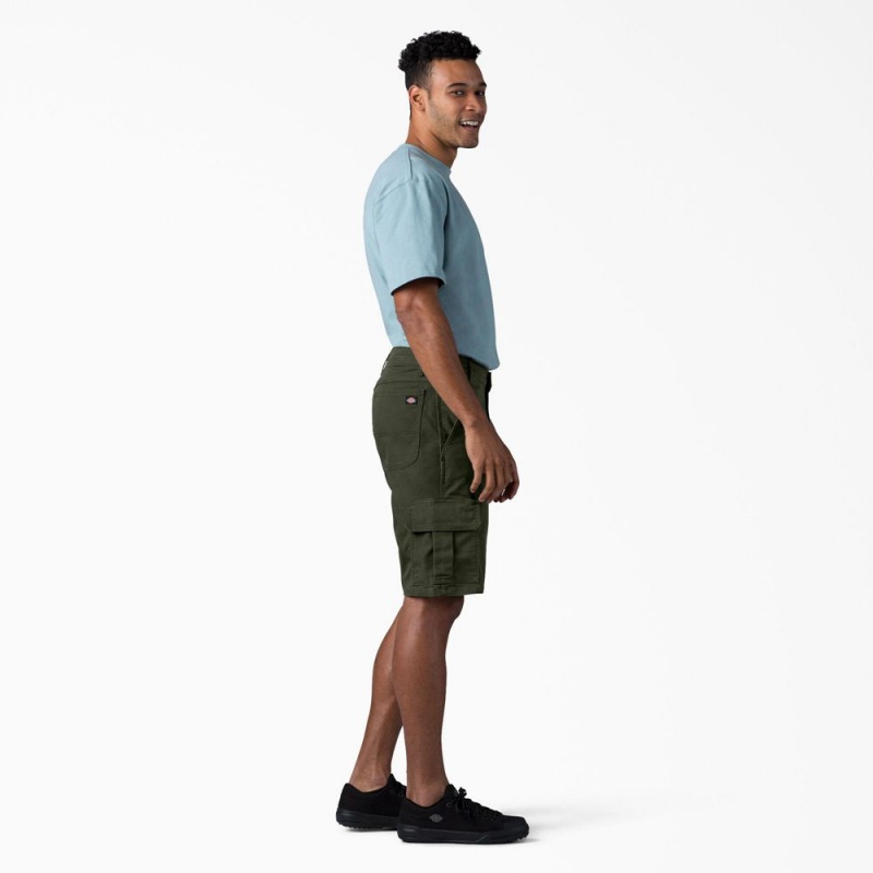 Green Dickies FLEX Relaxed Fit Duck Cargo Men's Shorts | 513-YEAUKG