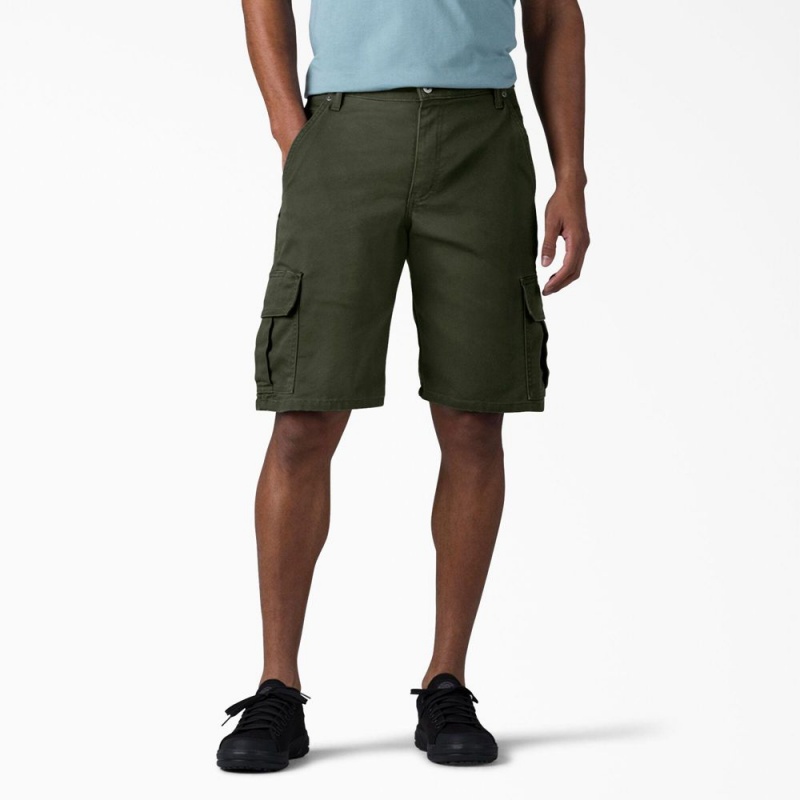 Green Dickies FLEX Relaxed Fit Duck Cargo Men\'s Shorts | 513-YEAUKG