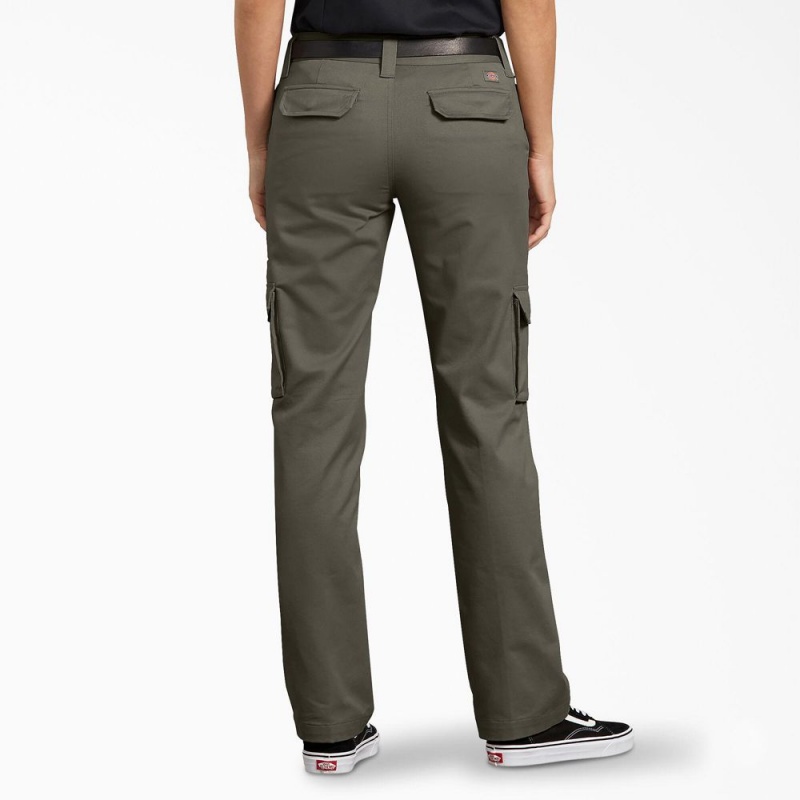 Green Dickies FLEX Relaxed Fit Women's Cargo Pants | 298-SCYBKM