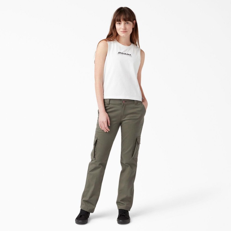 Green Dickies FLEX Relaxed Fit Women's Cargo Pants | 298-SCYBKM