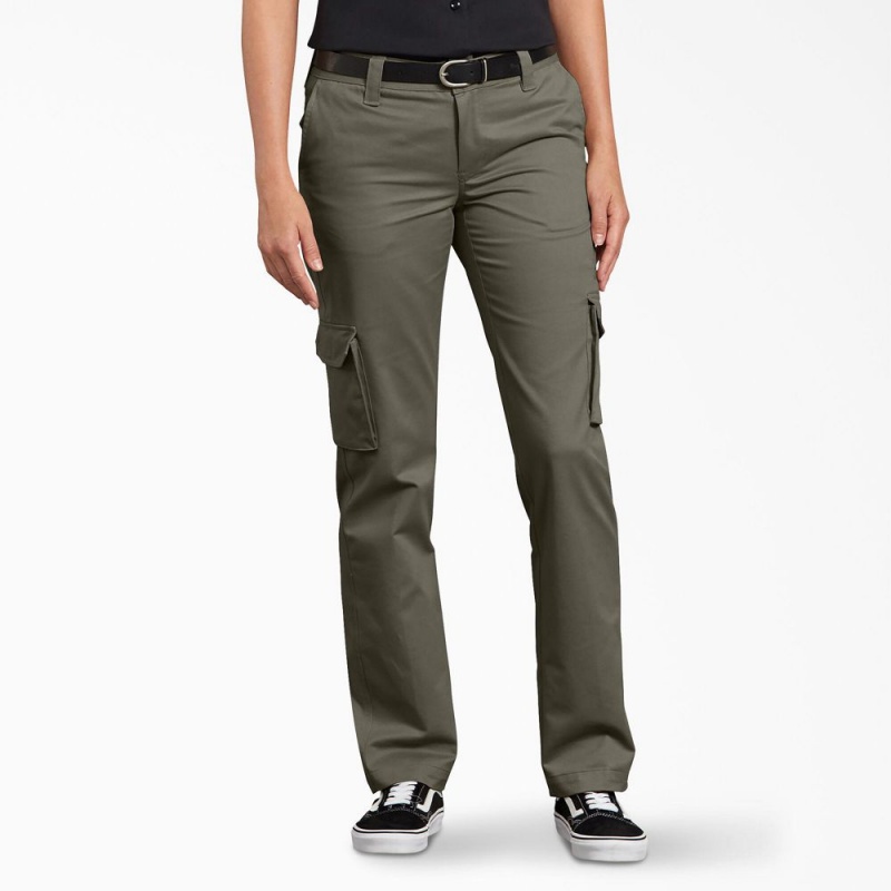 Green Dickies FLEX Relaxed Fit Women\'s Cargo Pants | 298-SCYBKM