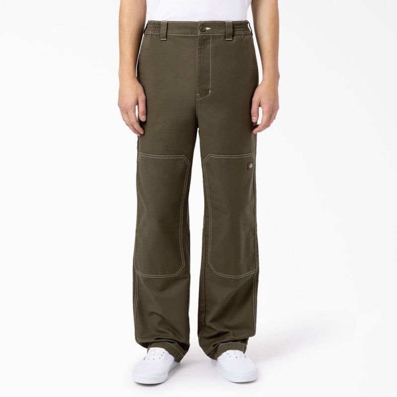 Green Dickies Florala Relaxed Fit Double Knee Men\'s Pants | 310-SAOQVF