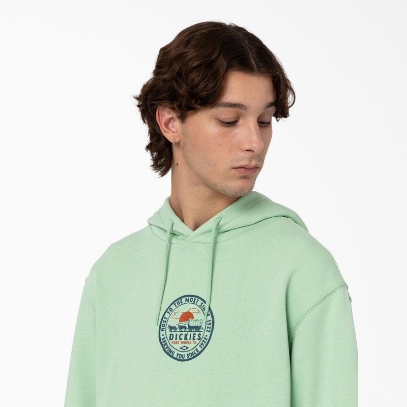 Green Dickies Greensburg Graphic Men's Hoodie | 917-UYOCFS