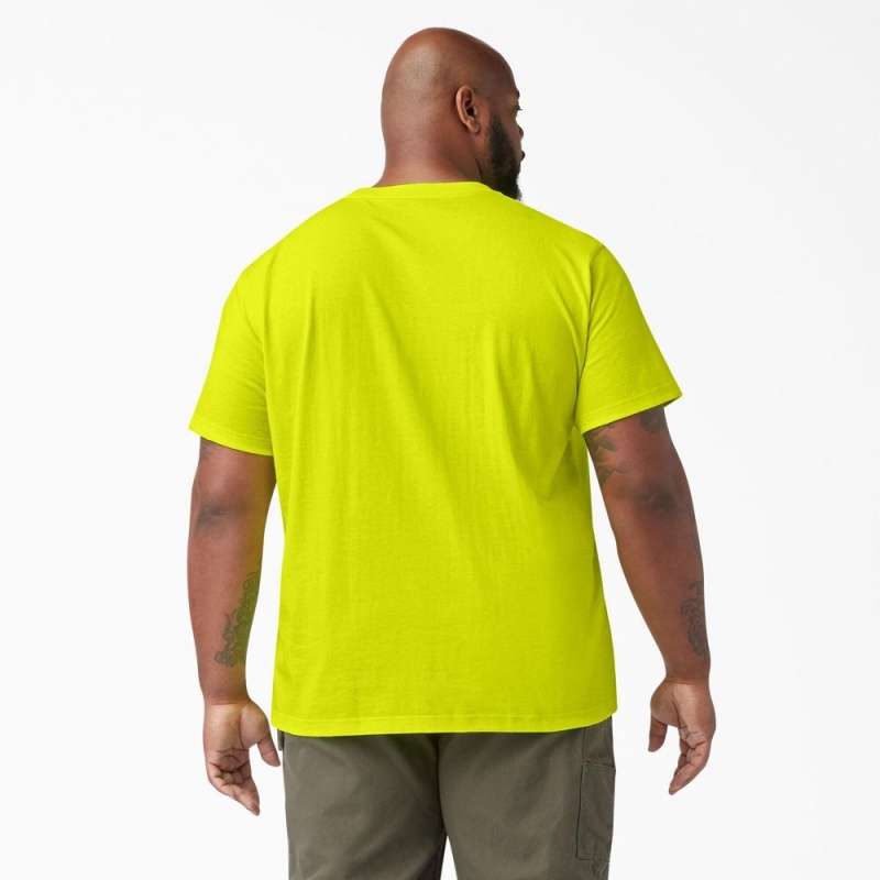 Green Dickies Heavyweight Neon Short Sleeve Pocket Men's T-Shirt | 903-ELORVI