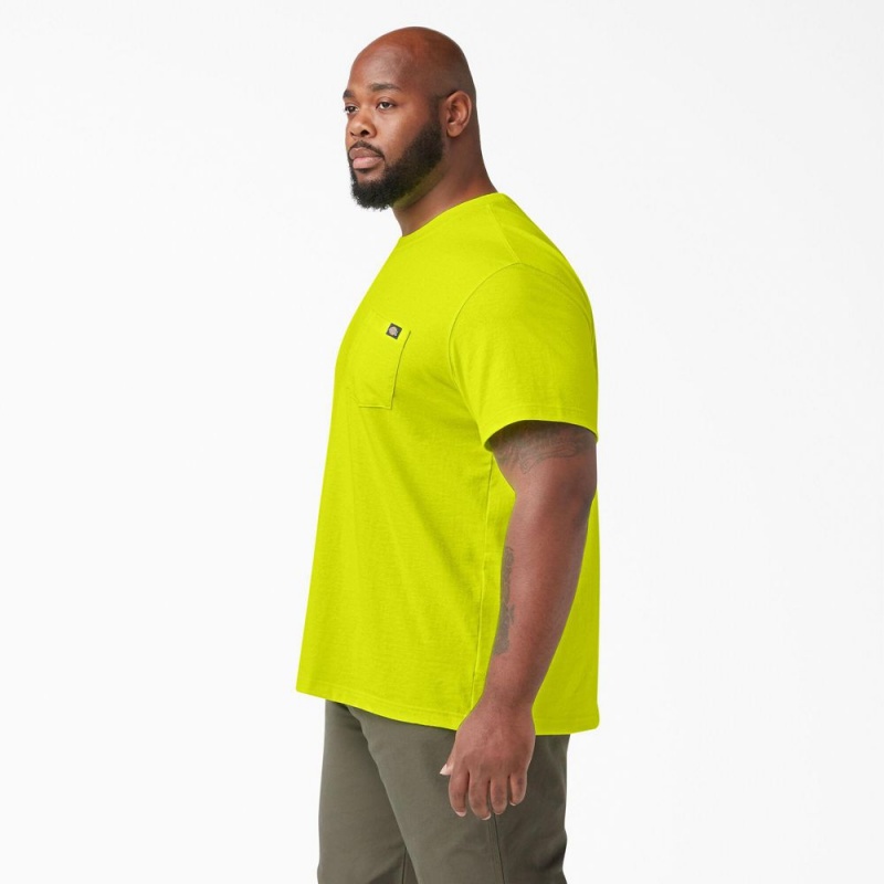 Green Dickies Heavyweight Neon Short Sleeve Pocket Men's T-Shirt | 903-ELORVI