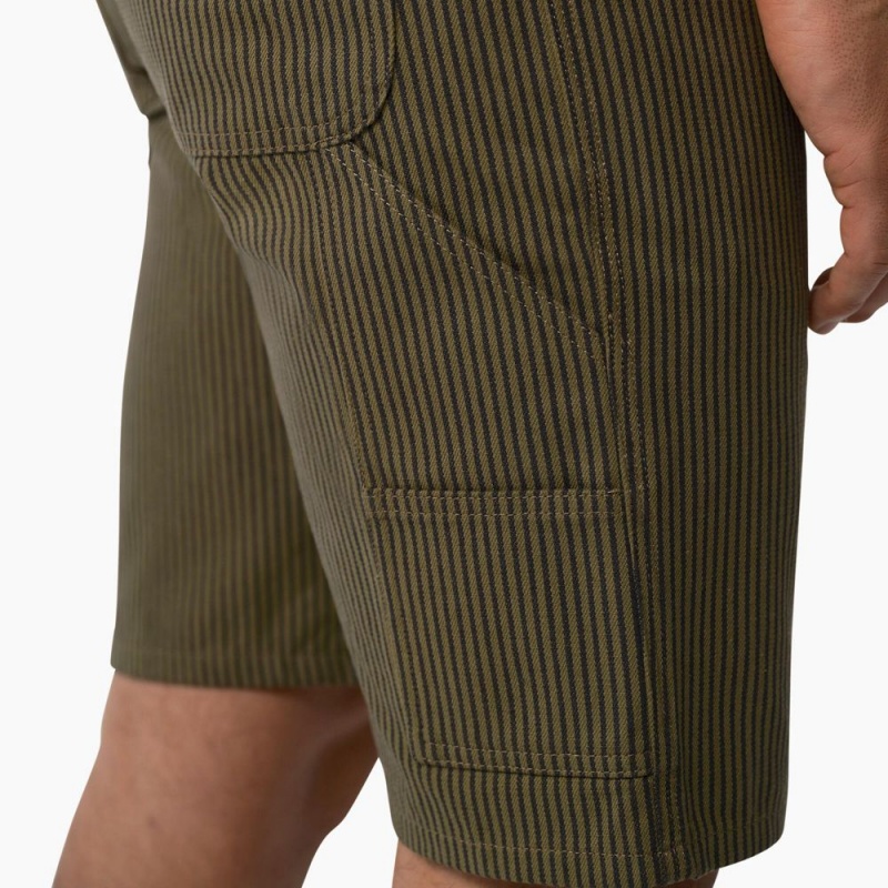 Green Dickies Hickory Stripe Carpenter Men's Shorts | 654-XBAZDI