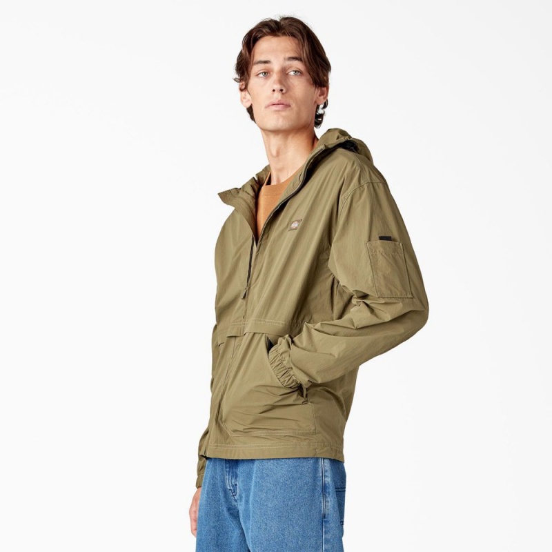 Green Dickies Jackson Windbreaker Men's Jacket | 940-FCIYXJ