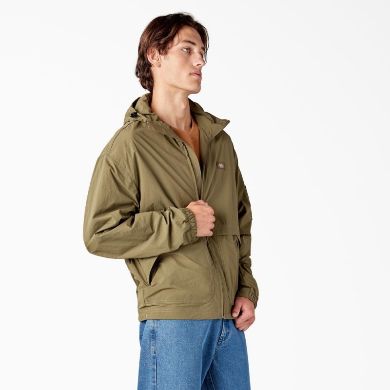 Green Dickies Jackson Windbreaker Men's Jacket | 940-FCIYXJ