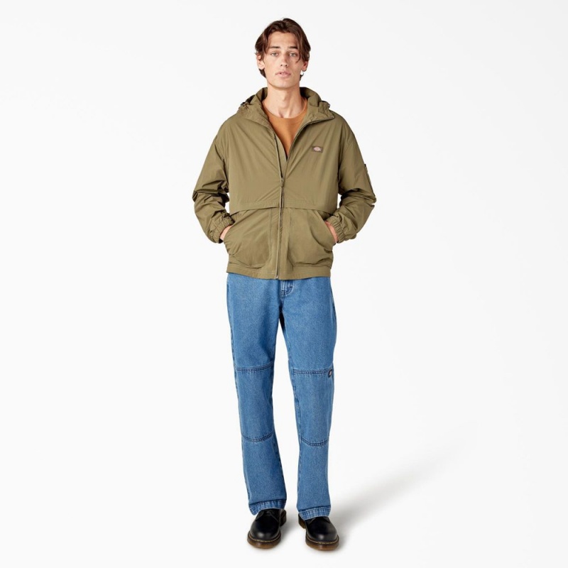 Green Dickies Jackson Windbreaker Men's Jacket | 940-FCIYXJ