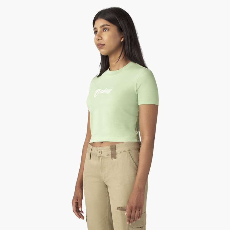 Green Dickies Mayetta Cropped Women's T-Shirt | 186-RILFSZ