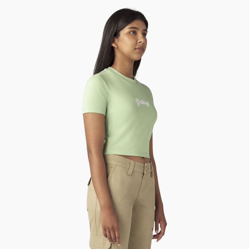 Green Dickies Mayetta Cropped Women's T-Shirt | 186-RILFSZ