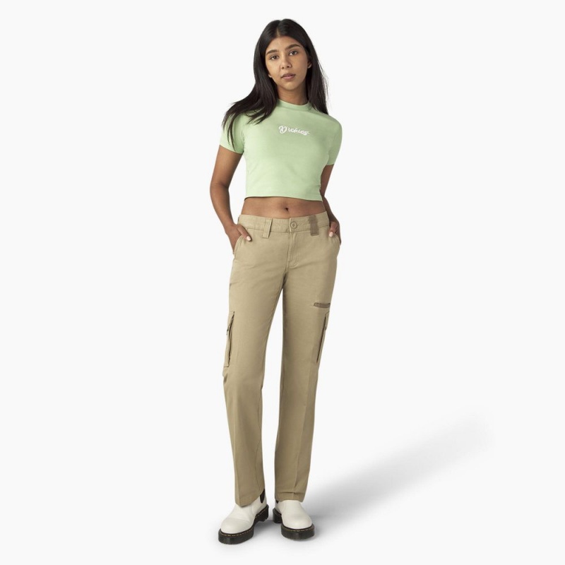 Green Dickies Mayetta Cropped Women's T-Shirt | 186-RILFSZ