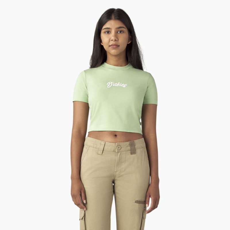 Green Dickies Mayetta Cropped Women\'s T-Shirt | 186-RILFSZ