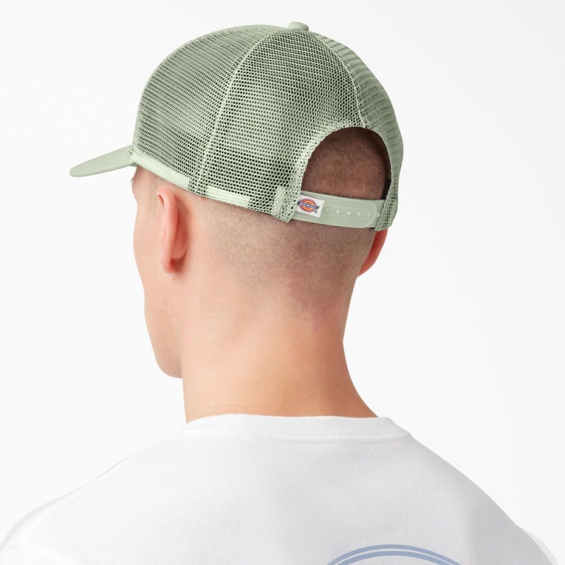 Green Dickies Patch Logo Trucker Men's Cap | 908-UBZKYS