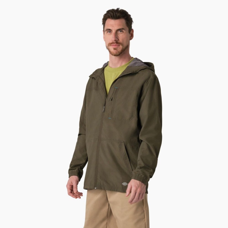 Green Dickies ProTect Cooling Hooded Ripstop Men's Jacket | 564-UNAKGE