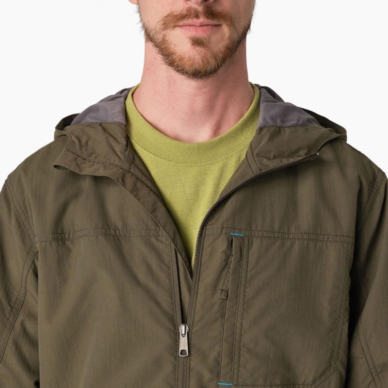 Green Dickies ProTect Cooling Hooded Ripstop Men's Jacket | 564-UNAKGE