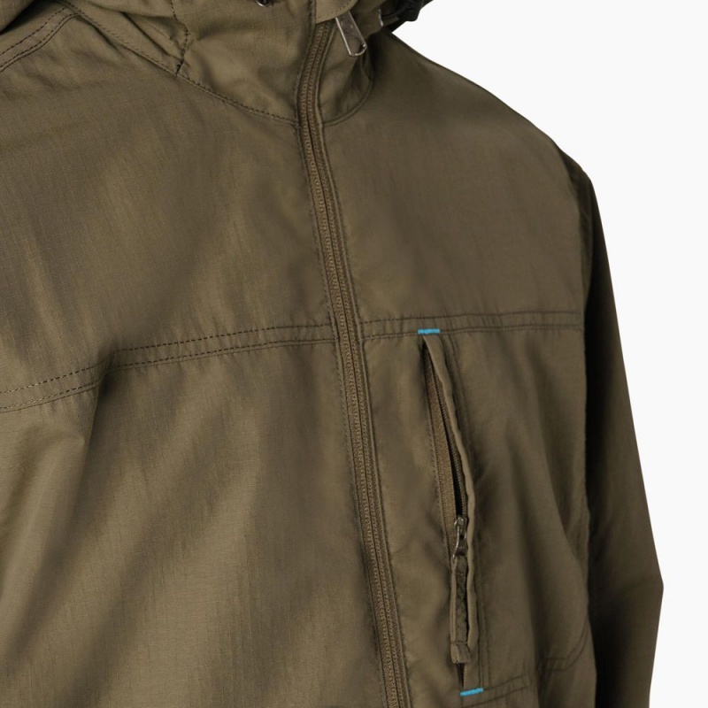 Green Dickies ProTect Cooling Hooded Ripstop Men's Jacket | 564-UNAKGE