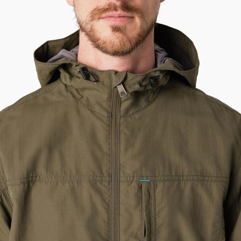 Green Dickies ProTect Cooling Hooded Ripstop Men's Jacket | 564-UNAKGE