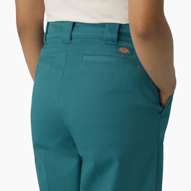 Green Dickies Regular Fit Wide Leg Women's Work Pants | 932-GFMSRO