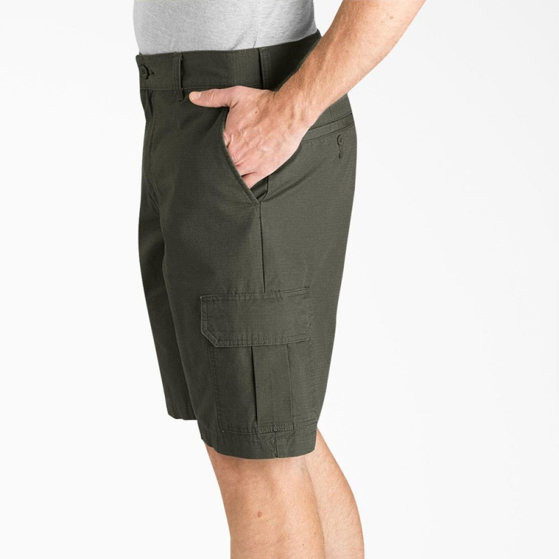 Green Dickies Relaxed Fit Ripstop Cargo Men's Shorts | 093-CIJDKY